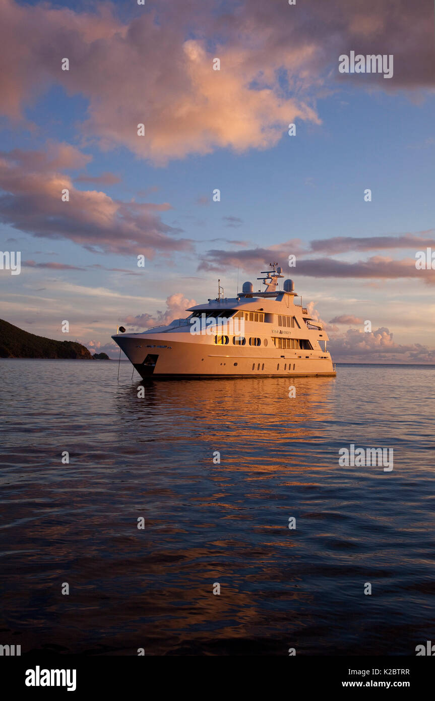 Milk & Honey, 125-foot Palmer Johnson yacht, US Virgin Islands.  December 2011. Stock Photo