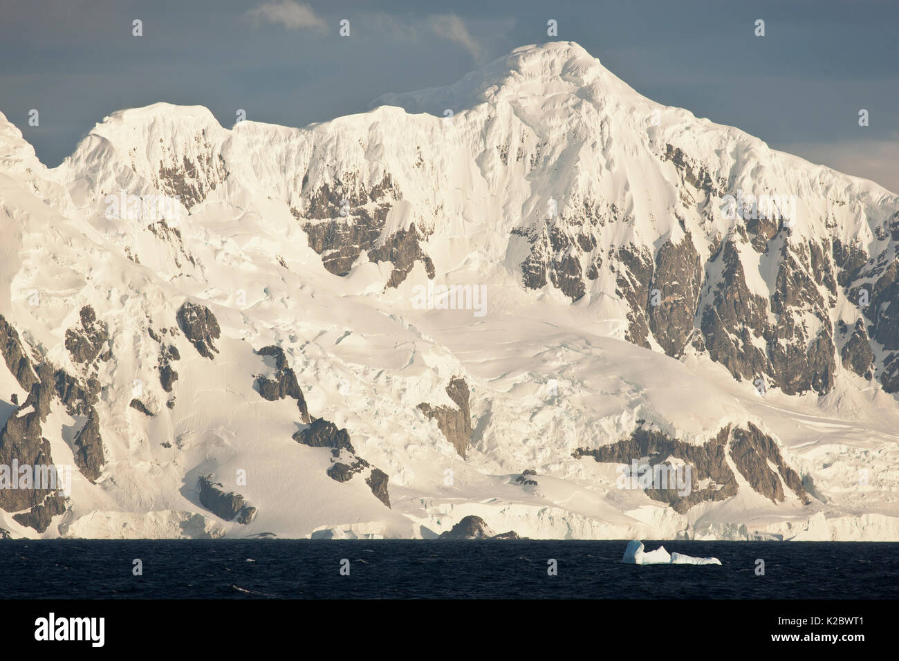 Snow covered mountains, Trinity Island, Antarctica, January. Stock Photo