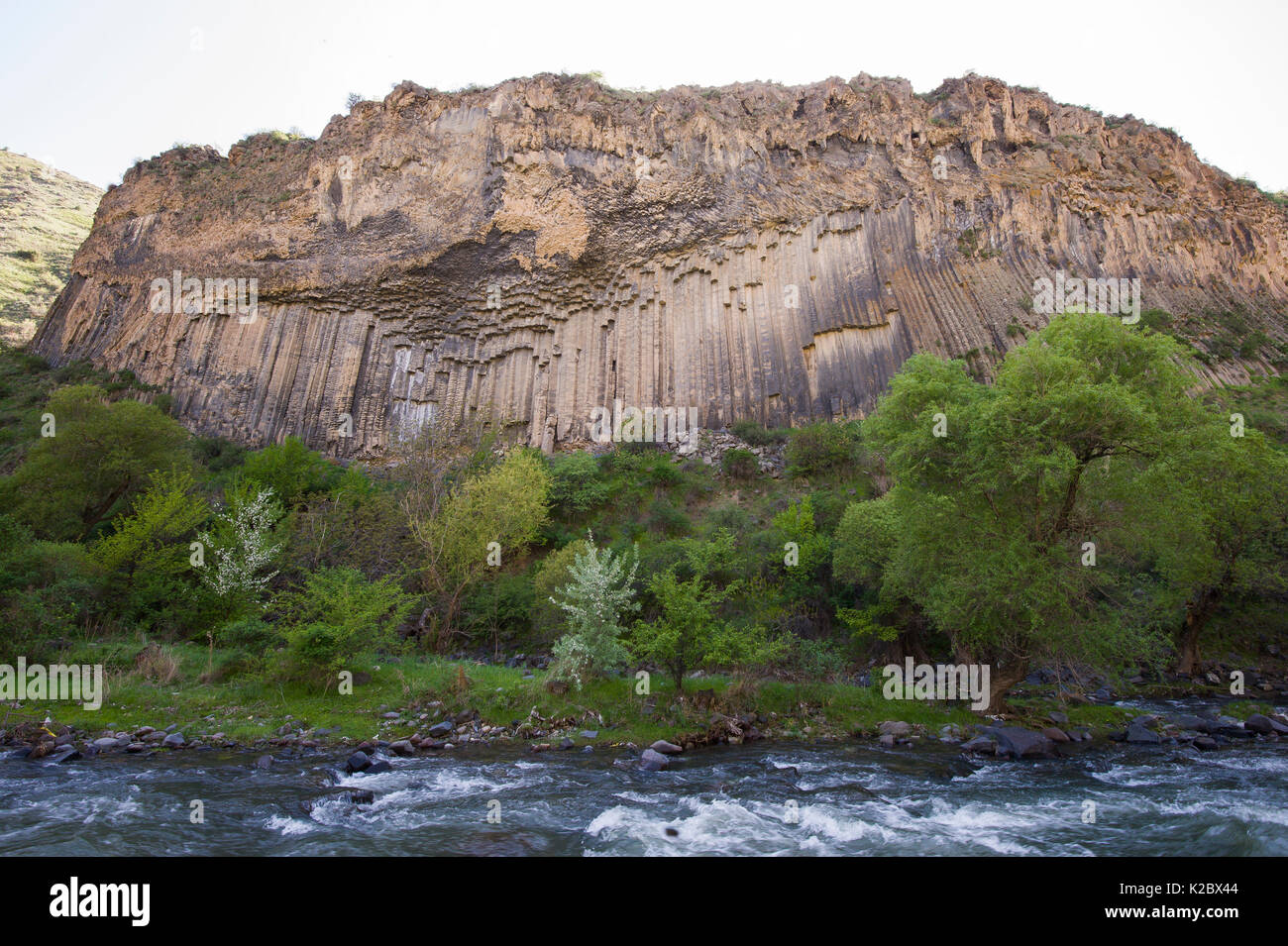 Basalt columns, Garni gorge, Armenia, May. Stock Photo