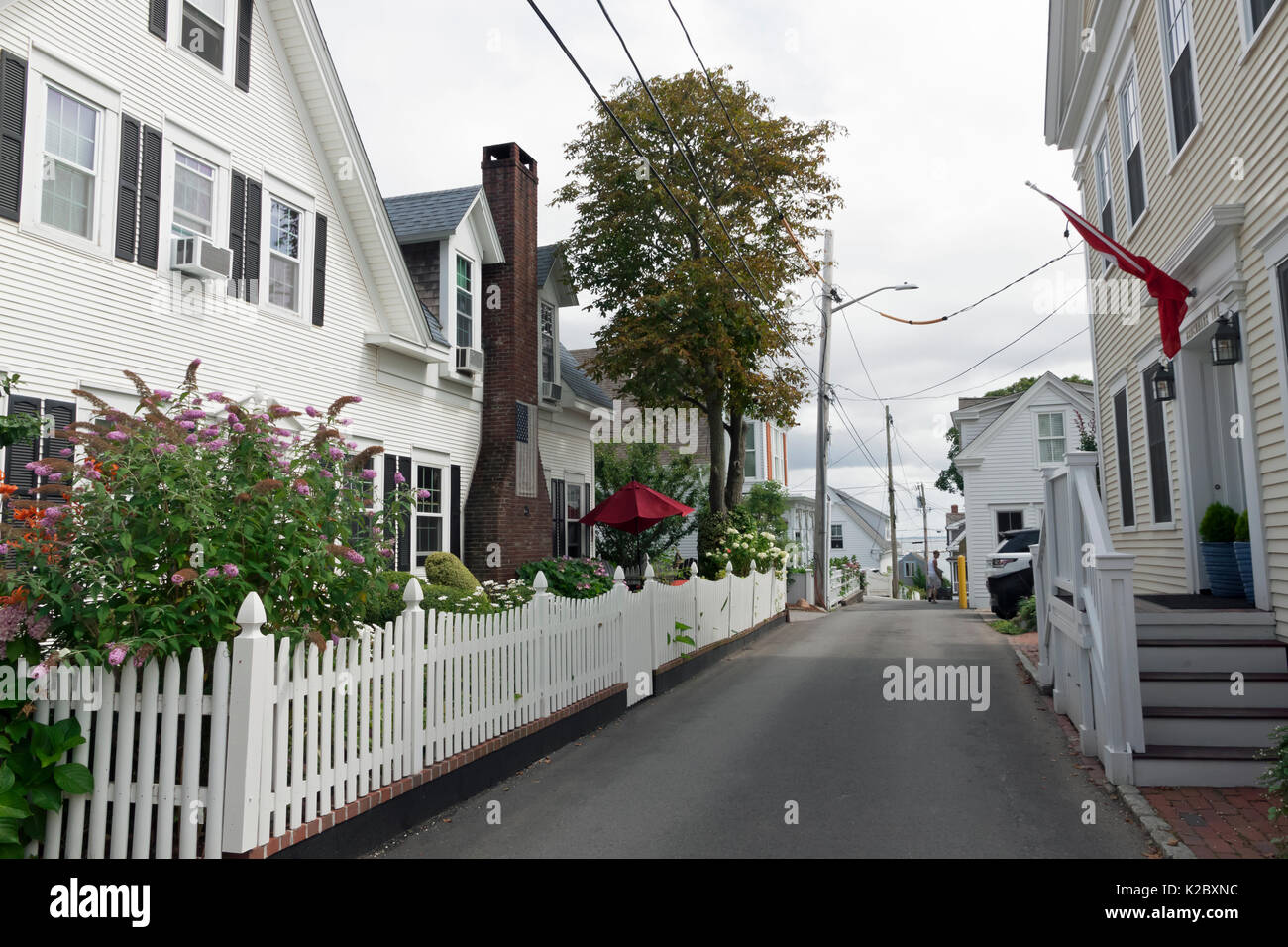 Dyer Street homes and guest houses in Provincetown, Massachusetts, Cape Cod, USA. Stock Photo