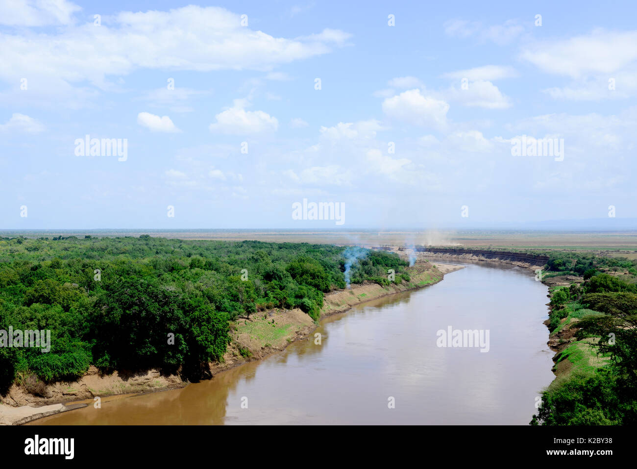Omo River in the territory of the Karo tribe, Ethiopia, November 2014 Stock Photo