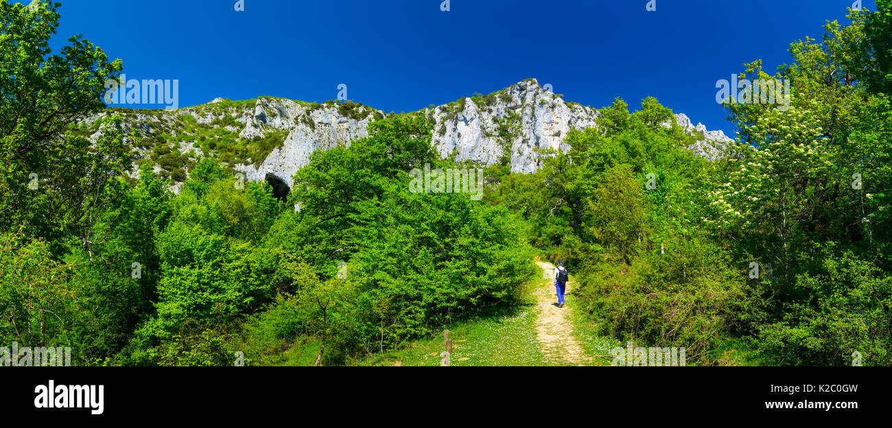 View of the approach to La Leze cave, Alava, Spain, May 2015. Stock Photo