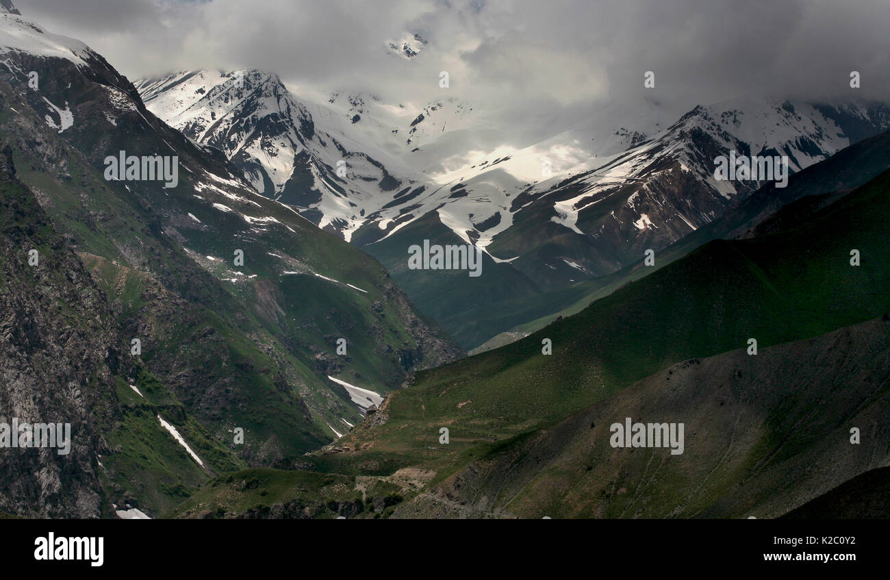 Pass across Gissarsky Range in Pamir-Alai Mountians,  Tajikistan. May 2015. Stock Photo