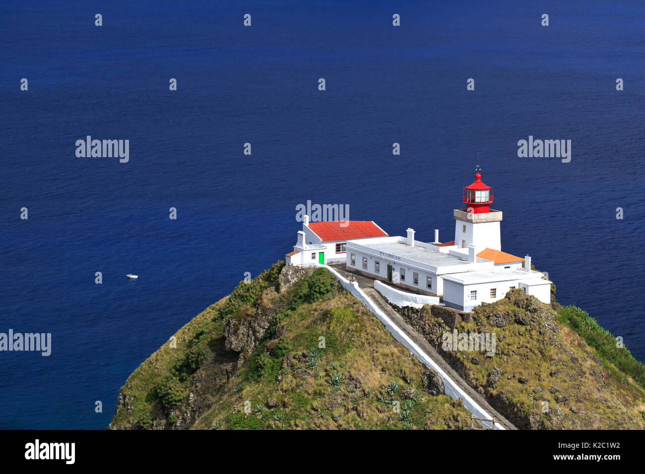 Goncalo Velho lighthouse, Ponta do Castelo, Eastern Santa Maria Island, Azores, Portugal, Atlantic Ocean, August 2014. Stock Photo