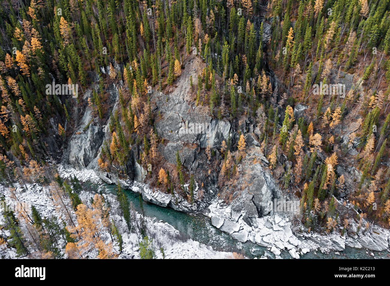 Aerial view of the Ketoy river, Siberia, Russisa,  October 2010. Stock Photo
