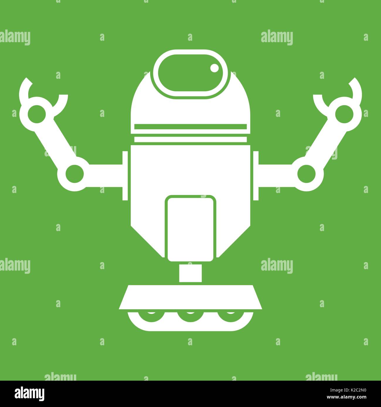Robot on wheels icon green Stock Vector