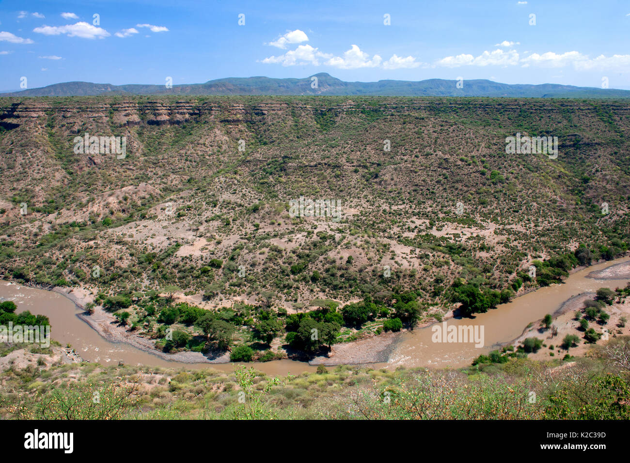 Awash river and gorge, Awash National Park, Afar Region, Great Rift Valley, Ethiopia, Africa, March 2009. Stock Photo