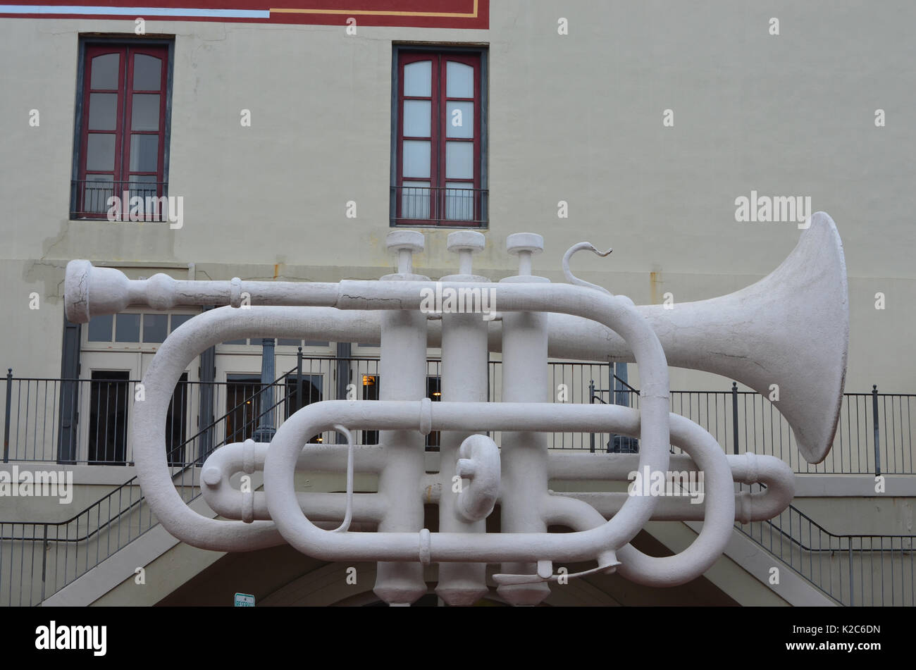 Oversized trumpet street art in Galveston, Texas, USA Stock Photo Alamy