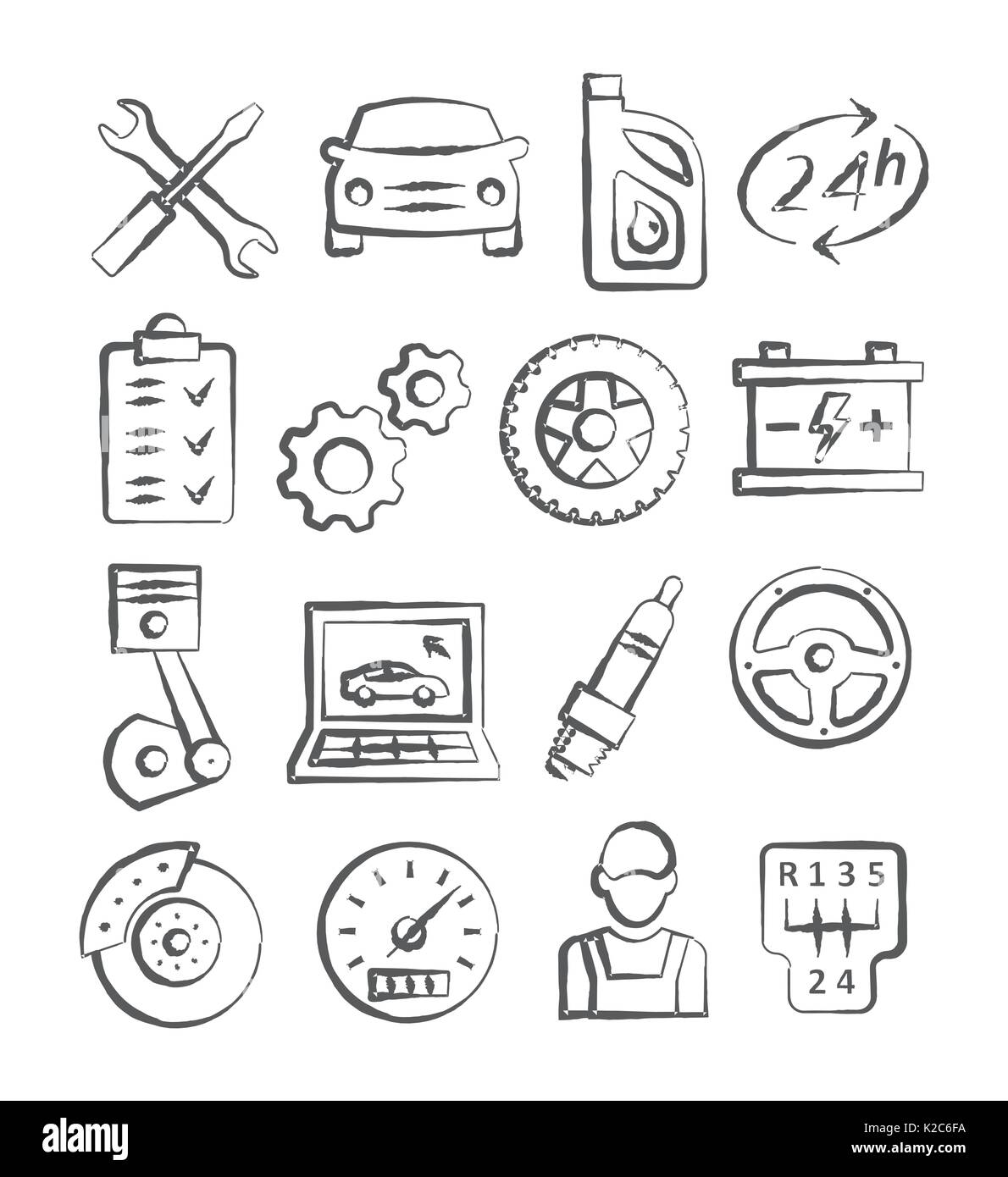 Auto Service Doodle Icons Stock Vector Image & Art Alamy