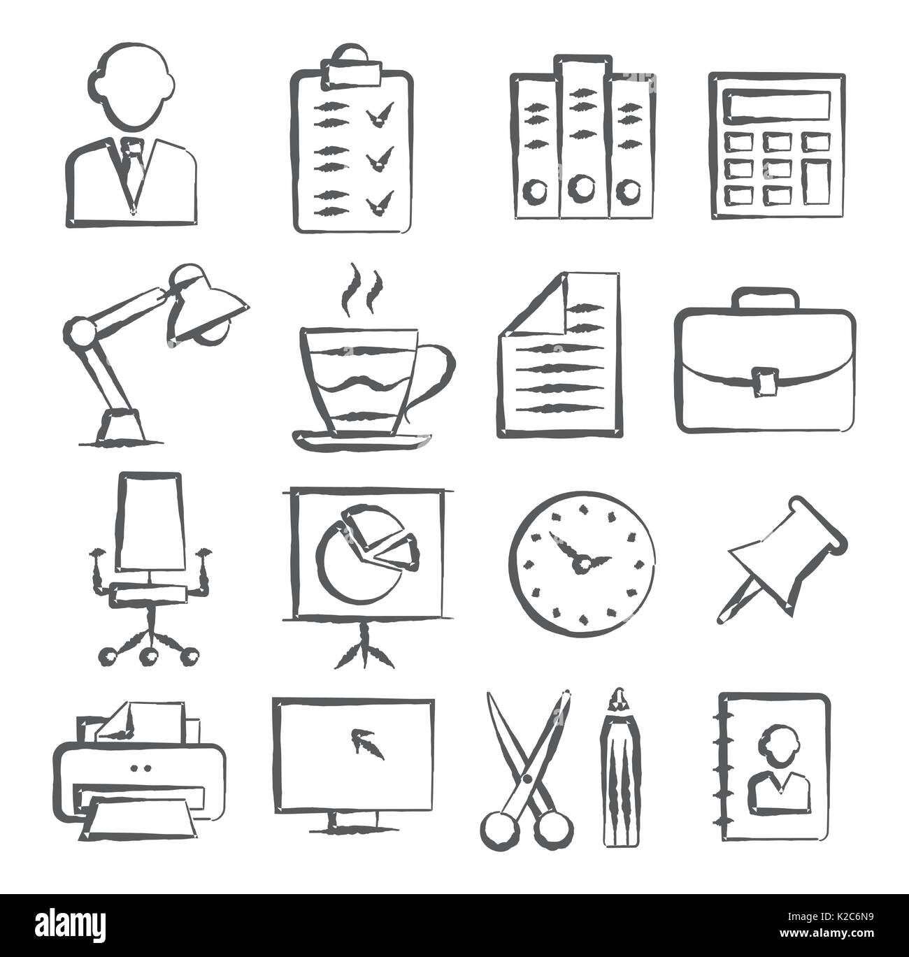 Office Doodle Icons Stock Vector