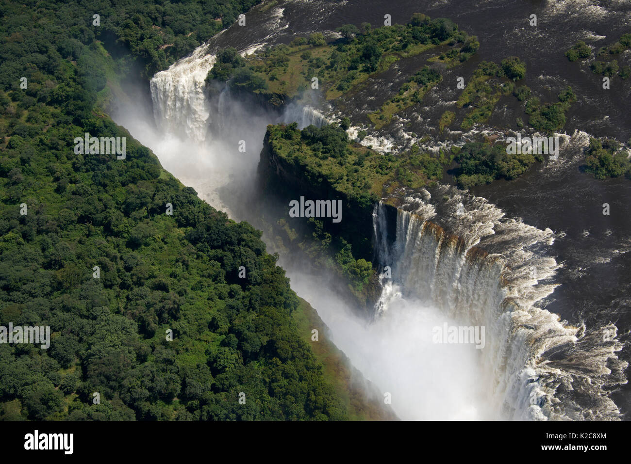 Aerial view Western Cataract Viictoria Falls Zimbabwe Stock Photo