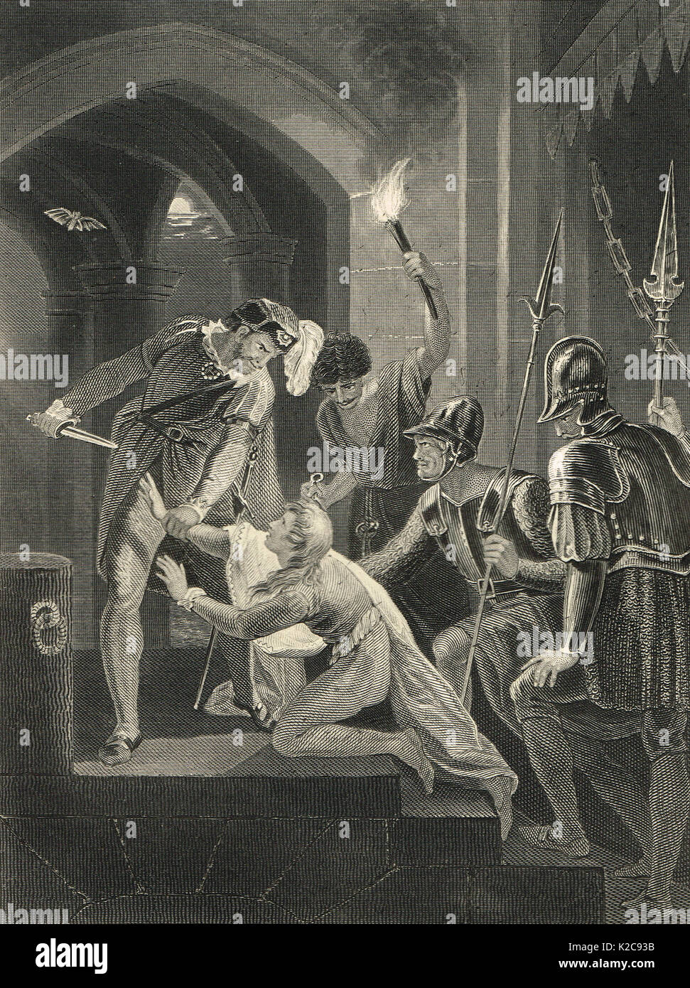Death of prince Arthur, Rouen castle, circa 1203 Stock Photo
