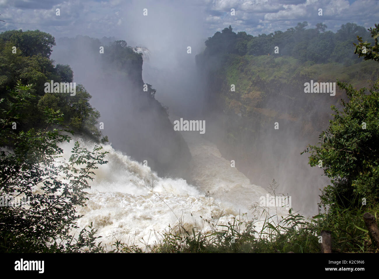 Devil's Cataract in full flood Victoria Falls Zimbabwe Stock Photo