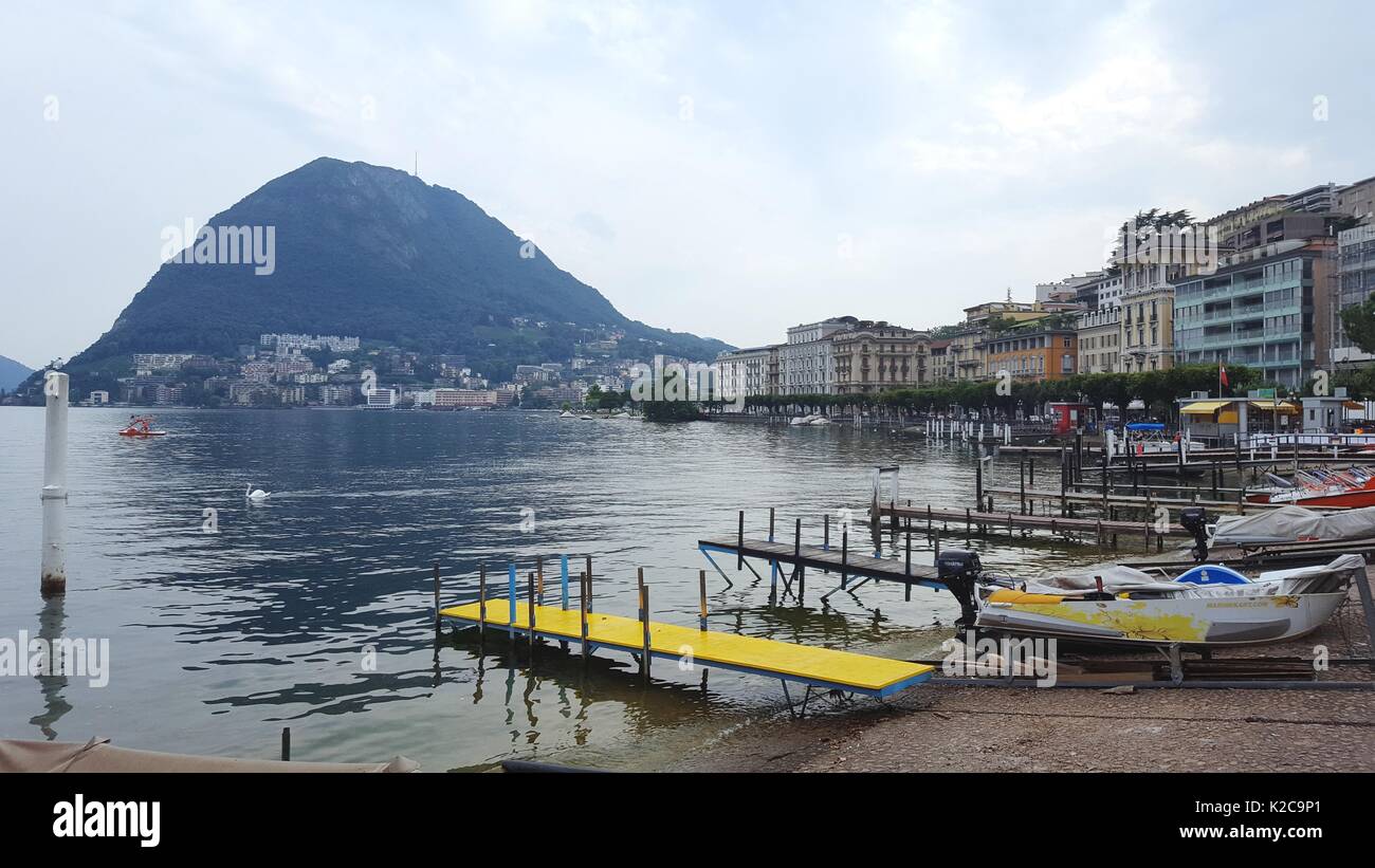 Lugano Lake Shore Stock Photo