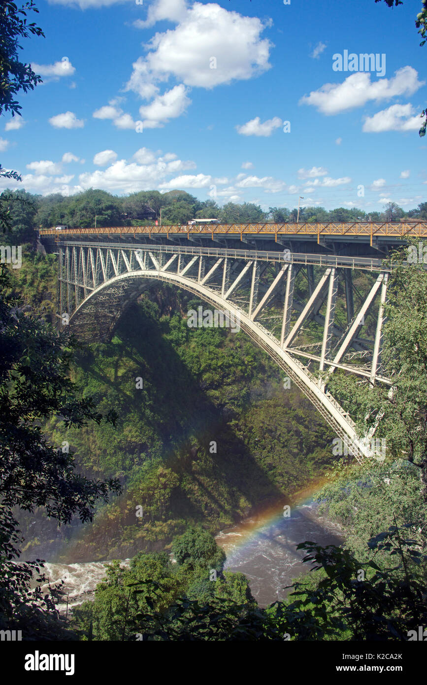 Victoria Falls Bridge as seen from Zimbabwe side Stock Photo