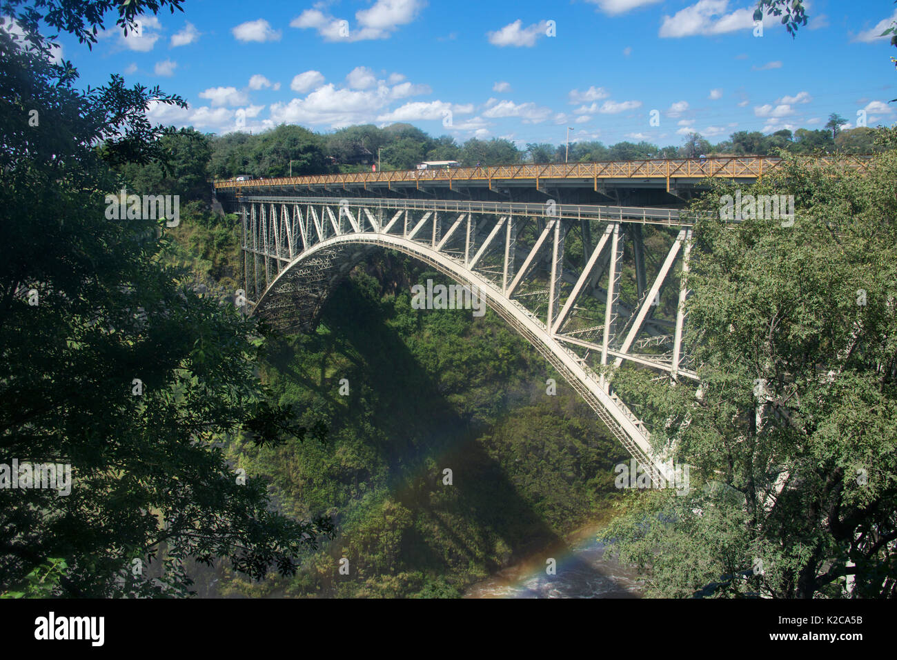 Victoria Falls Bridge as seen from Zimbabwe side Stock Photo