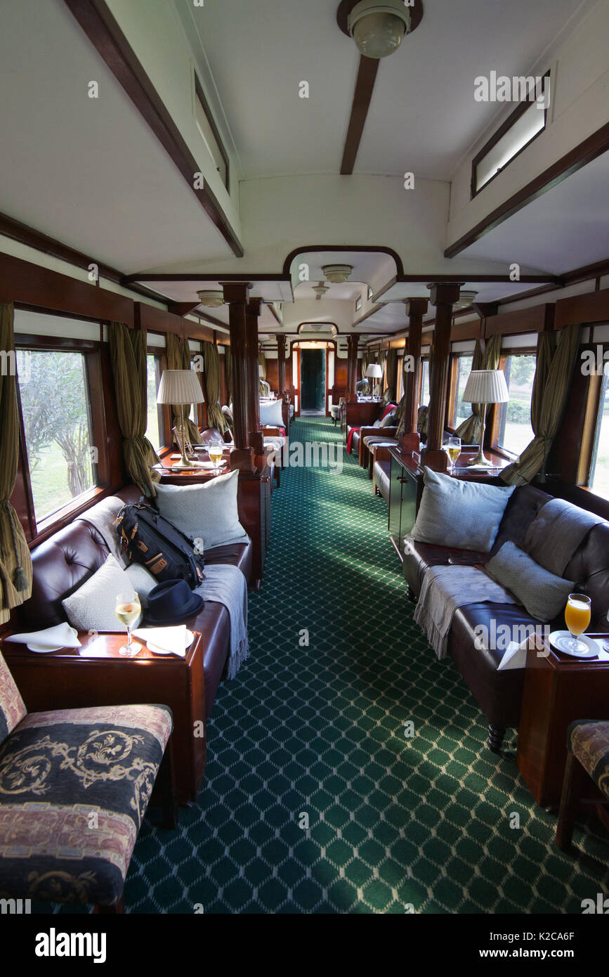 Interior Royal Livingstone Express carriage Zambia Stock Photo
