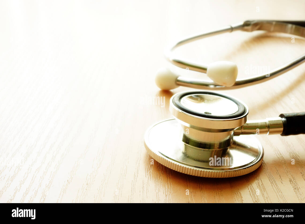 Medicine and health care concept. Stethoscope on a table. Stock Photo