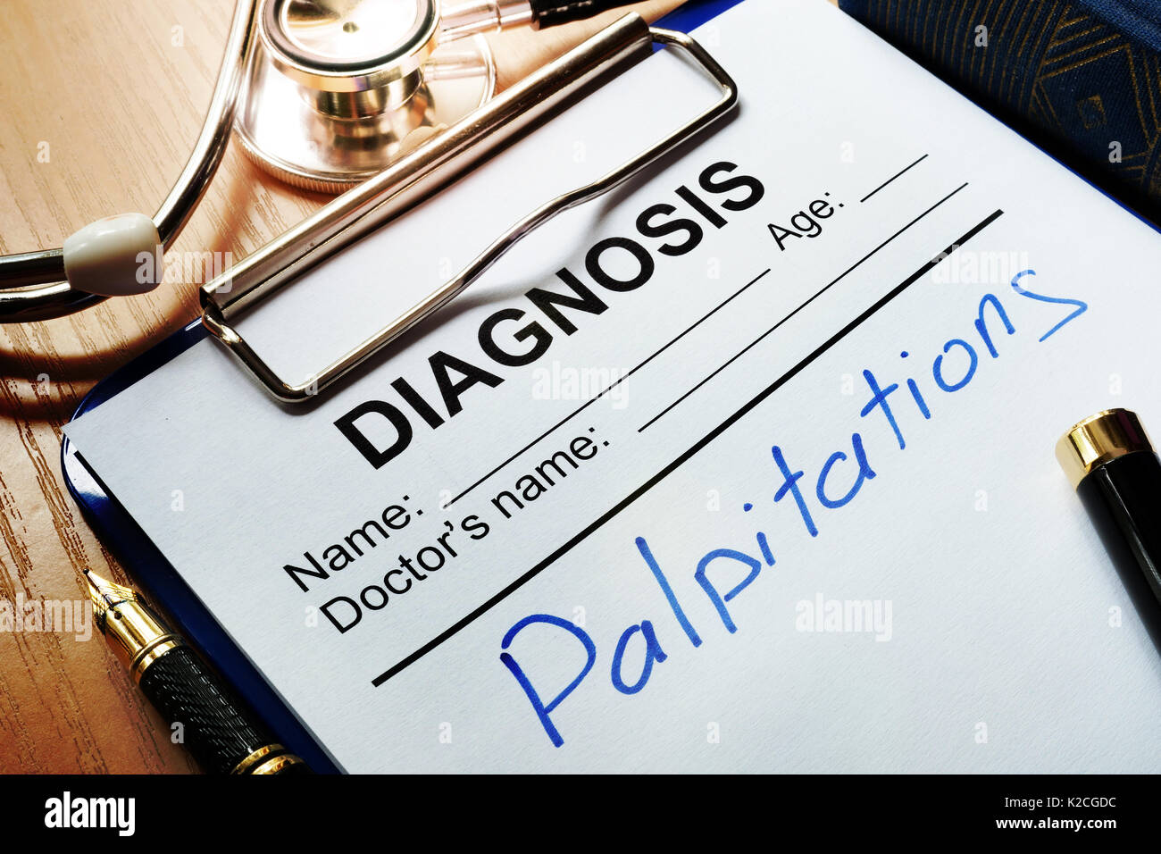 Diagnosis form with disease palpitations. Stock Photo