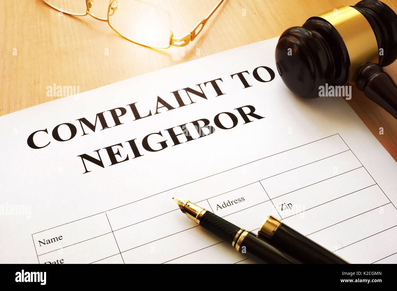 Complaint to neighbor on a table. Stock Photo
