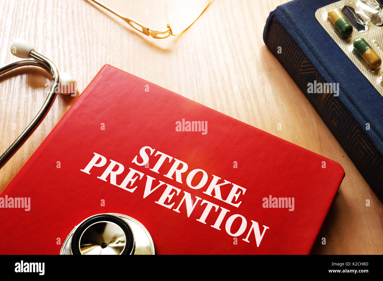 Stroke Prevention written on a book cover. Stock Photo