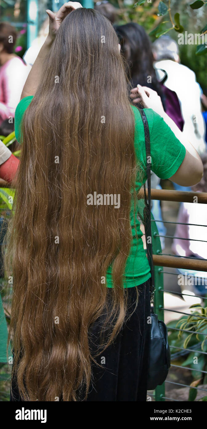 Woman extremely long hair hi-res stock photography and images - Alamy