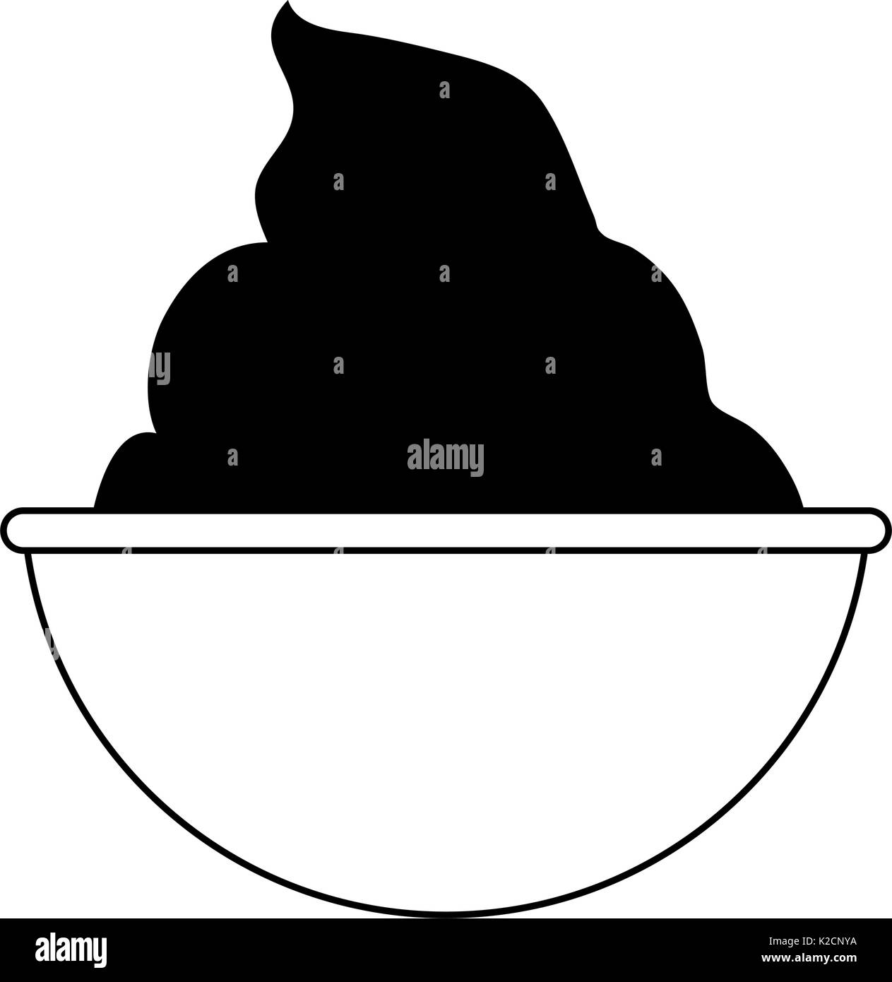 ice cream in cup icon image vector illustration design black and white ...