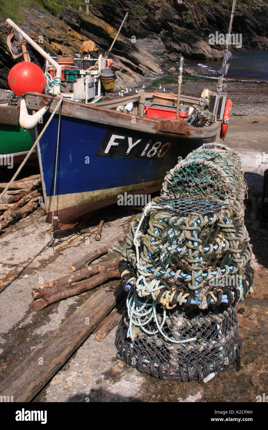 Fishing Boat, Portloe harbour, Cornish fishing village, Cornwall, UK Stock Photo