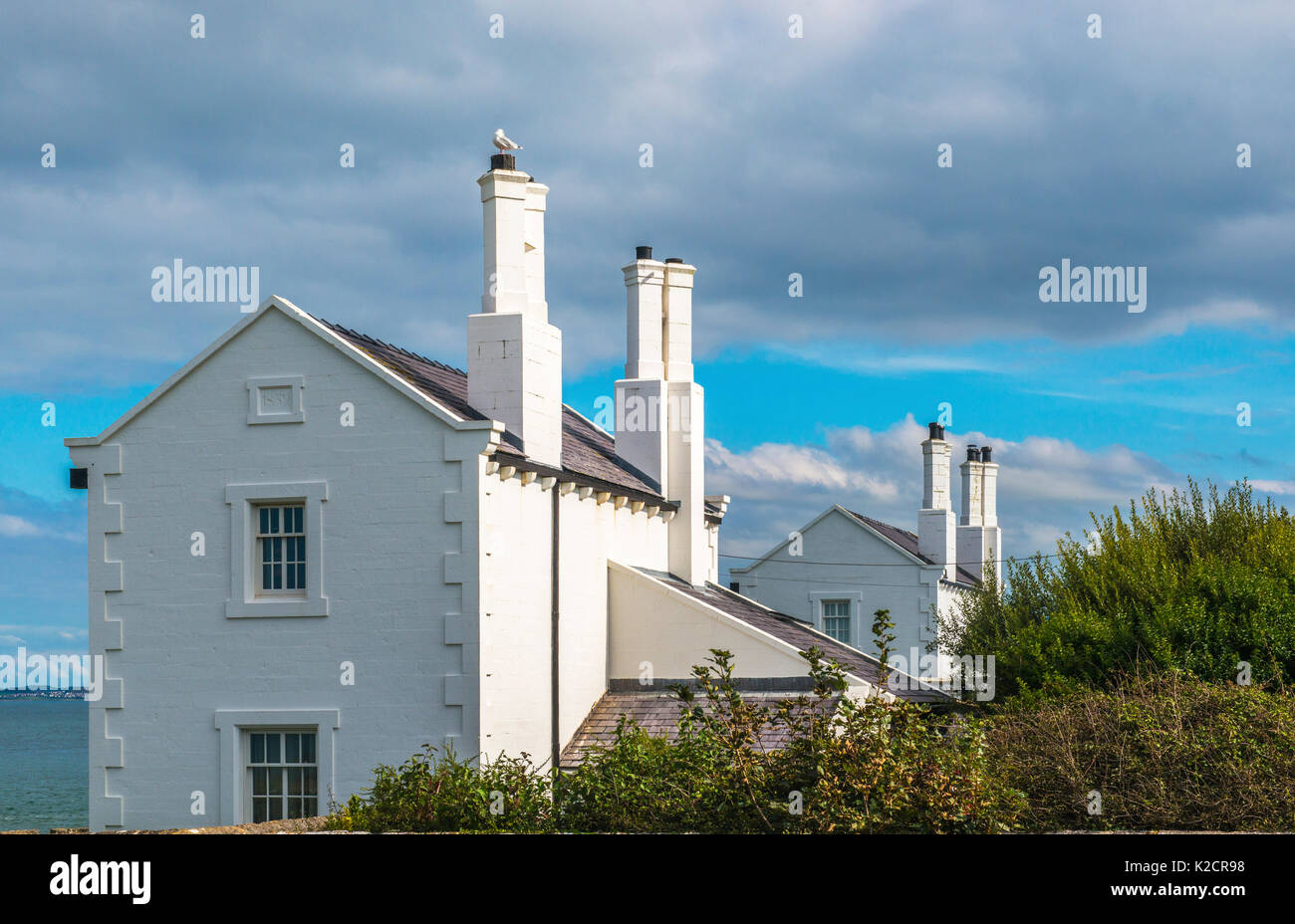 Lighthouse Keepers Cottages Penmon Anglesey North Wales Stock Photo