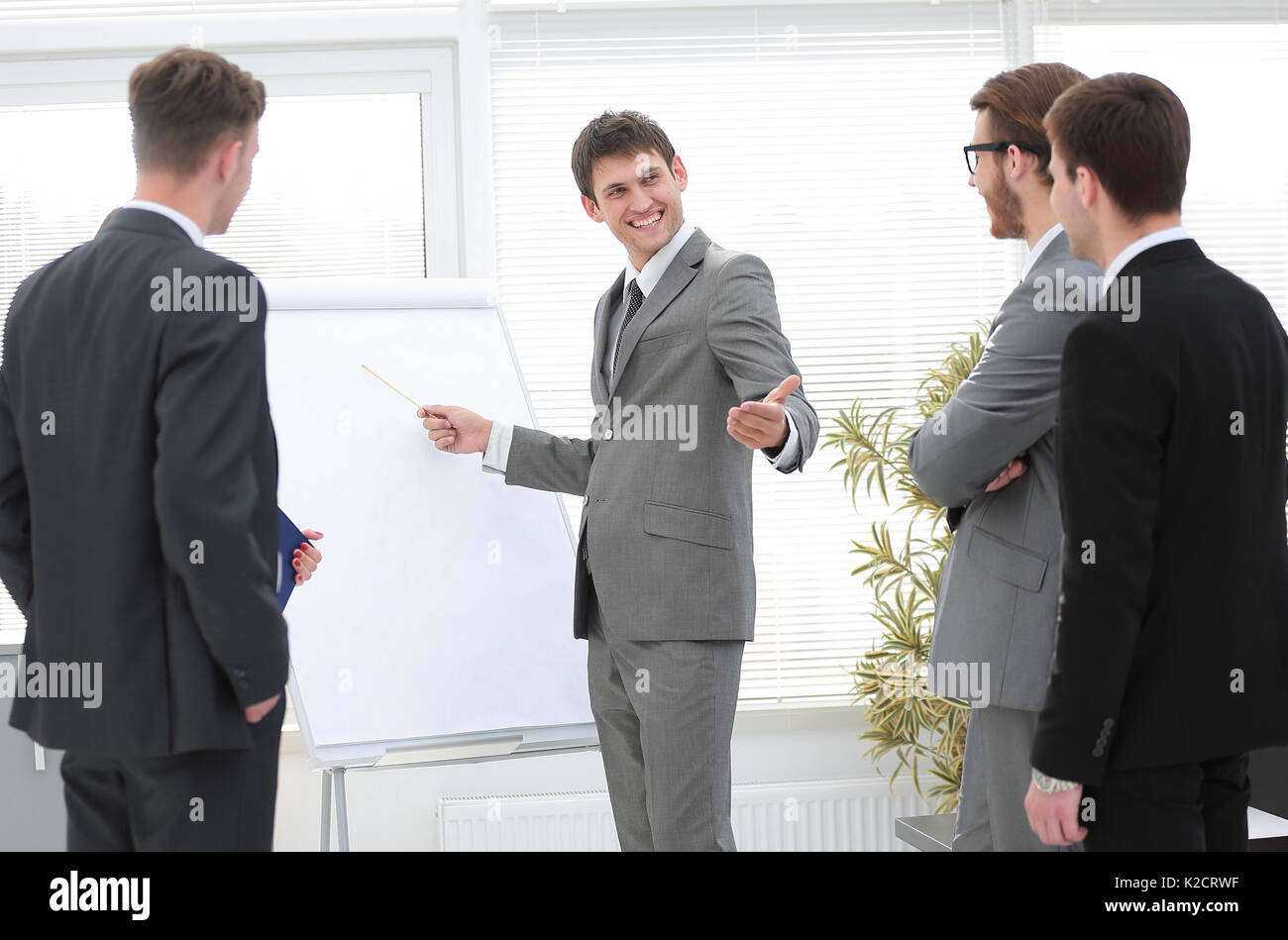 business team prepares for the presentation of the new project Stock Photo