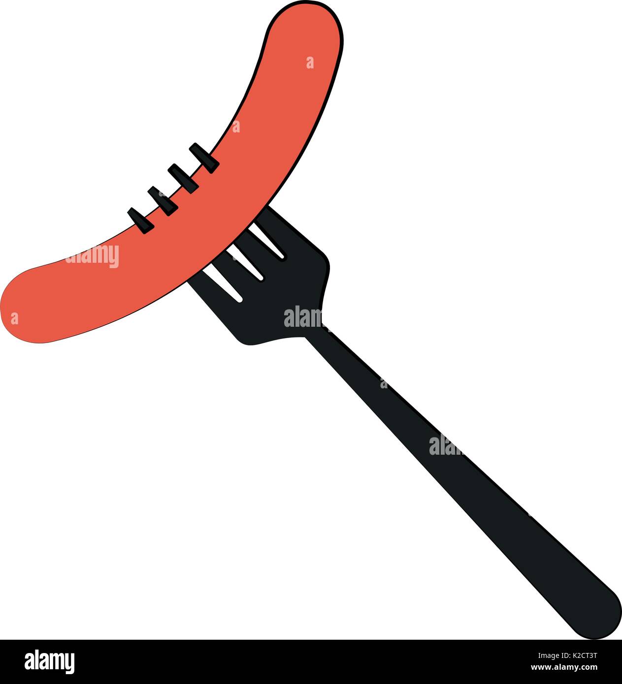 sausage on fork icon image  Stock Vector