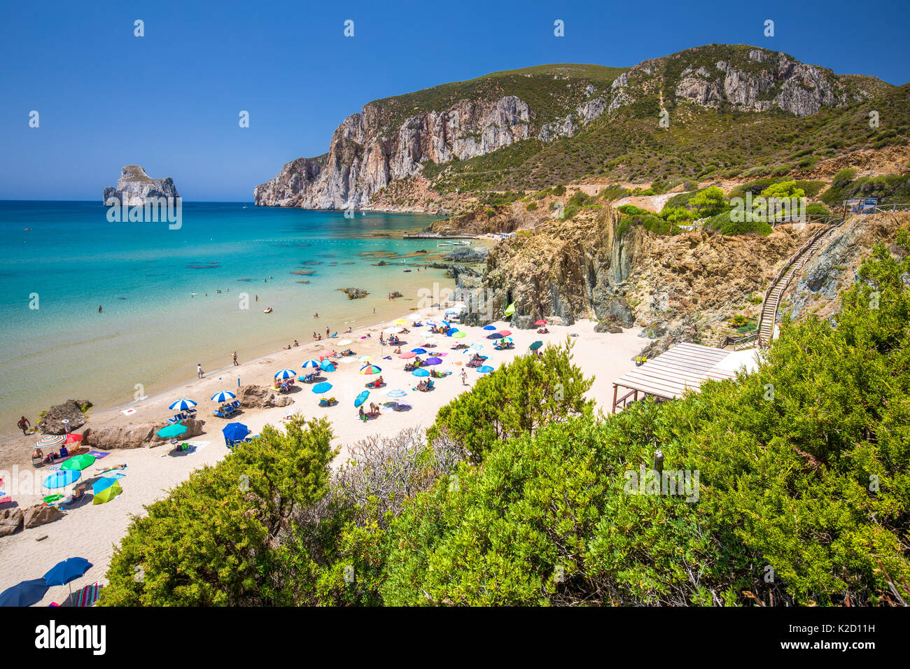 Spaggia di Masua beach and Pan di Zucchero, Costa Verde,  Sardinia, Italy. Stock Photo