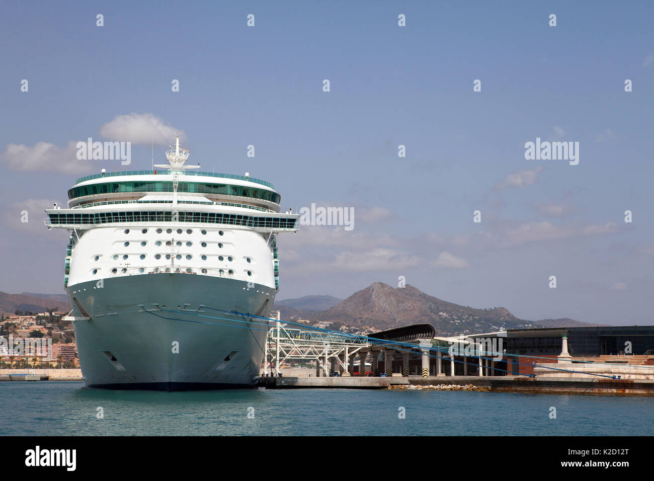 Royal Caribbean Navigator of the Seas, voyager class cruise ship docked at Malaga, Spain in the Mediterranean Stock Photo