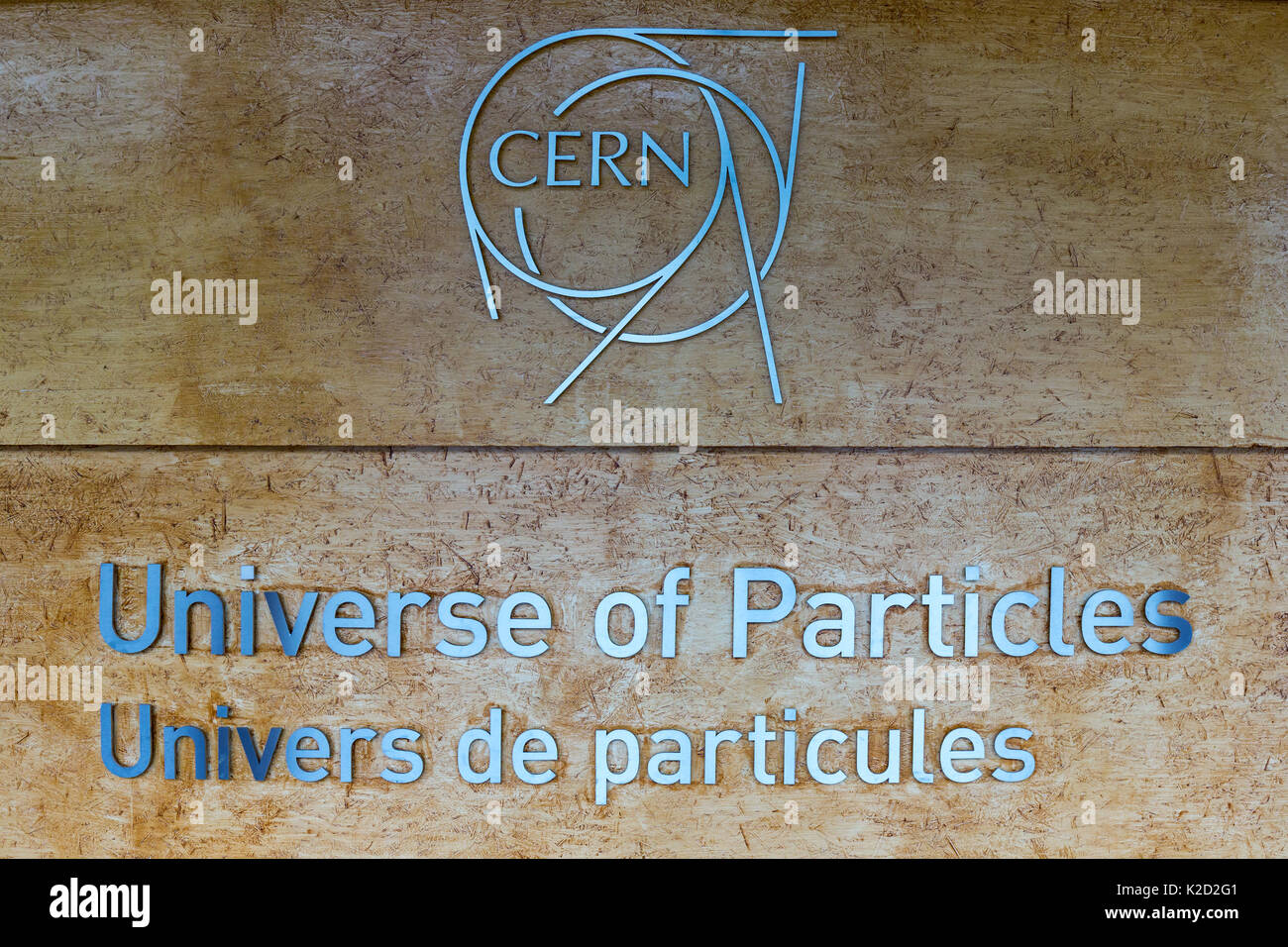 Logo of the European Organization for Nuclear Research CERN, Geneva, Switzerland Stock Photo