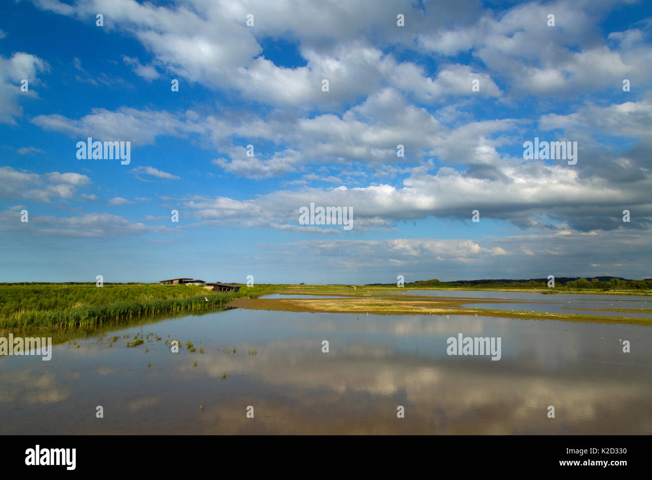 Clouds over RSPB Titchwell Nature Reserve, Norfolk, England, UK, June 2015. Stock Photo