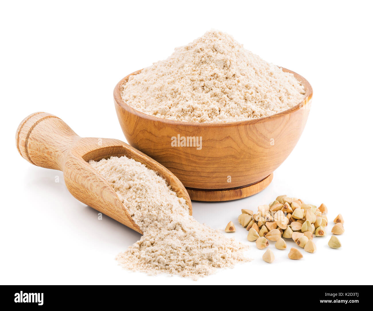 Whole grain buckwheat flour isolated on white Stock Photo Alamy