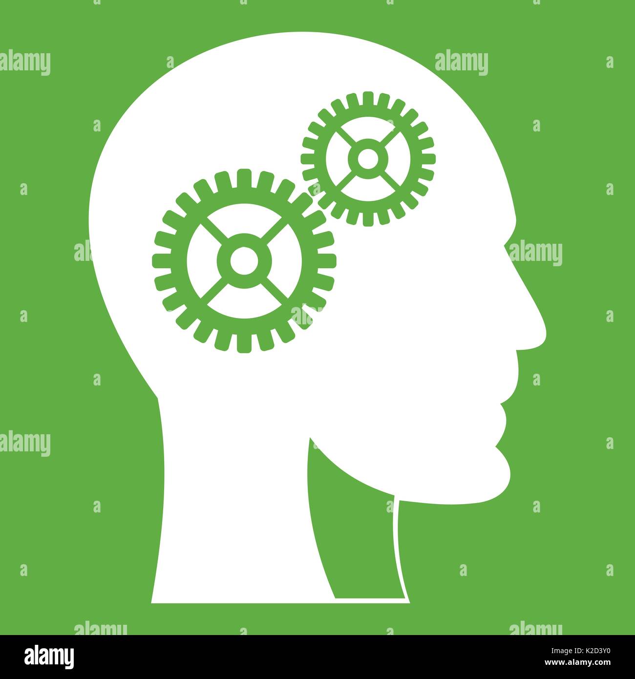 Gears in human head icon green Stock Vector Image & Art - Alamy