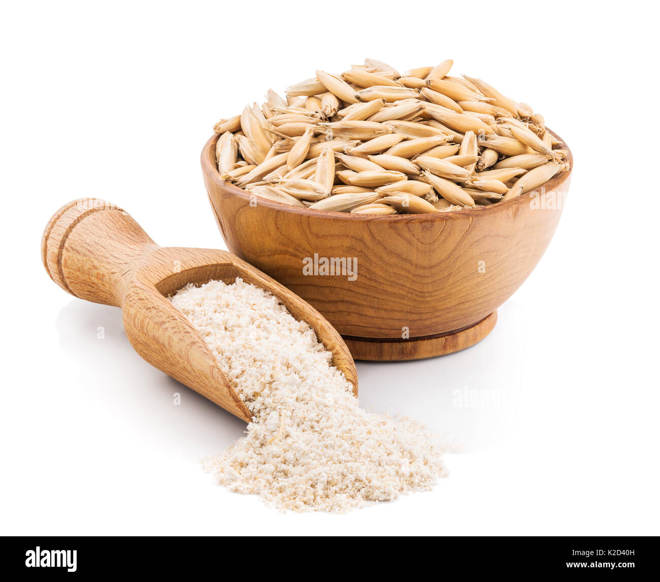 Whole grain oat flour isolated on white Stock Photo Alamy