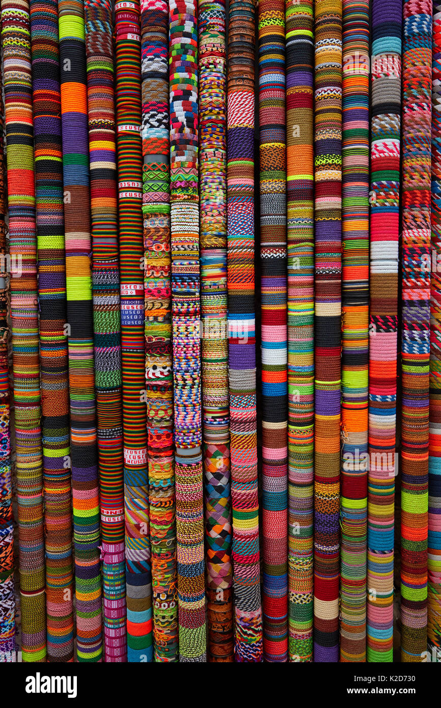 Bracelets at handcraft shop, Cusco, Peru, South America Stock Photo