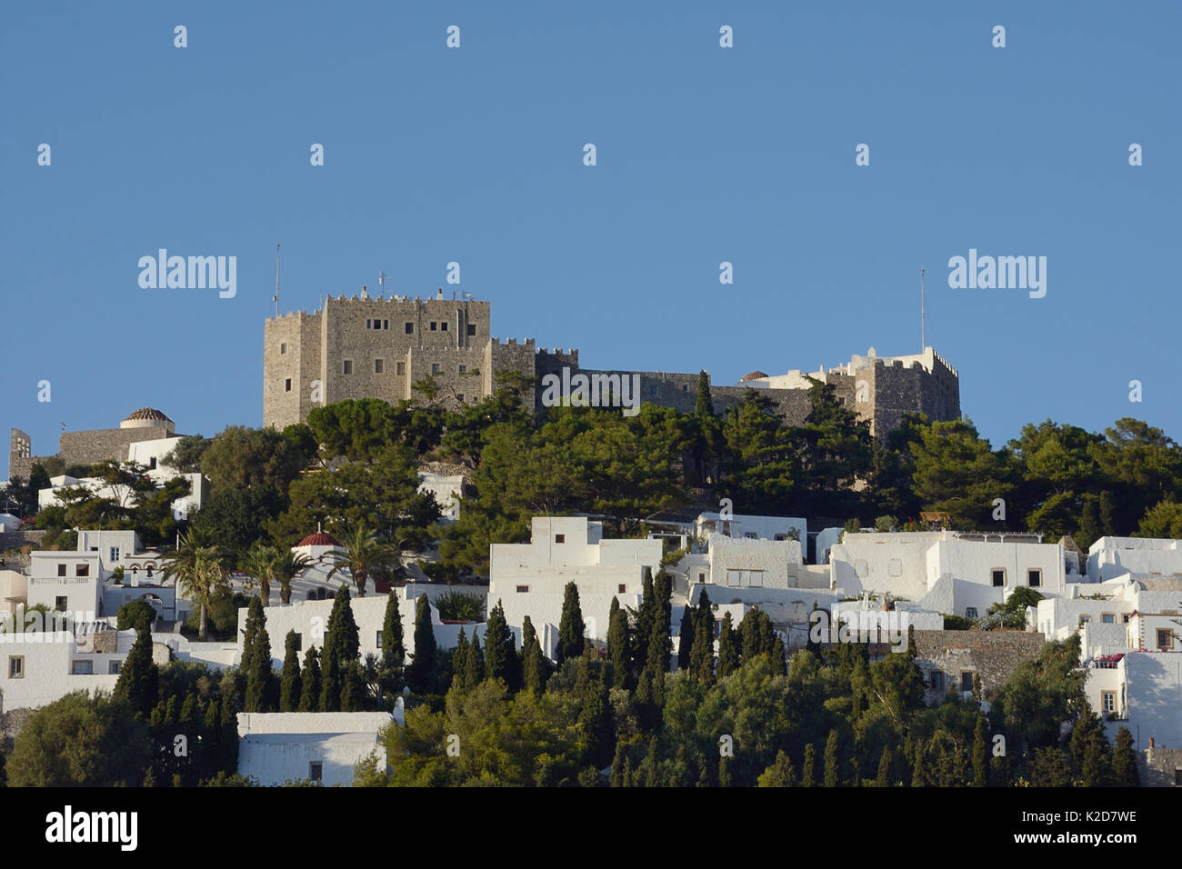 Monastery of St. John the Theologian, Chora, Patmos, Dodecanese Islands, Greece, August 2013. Stock Photo