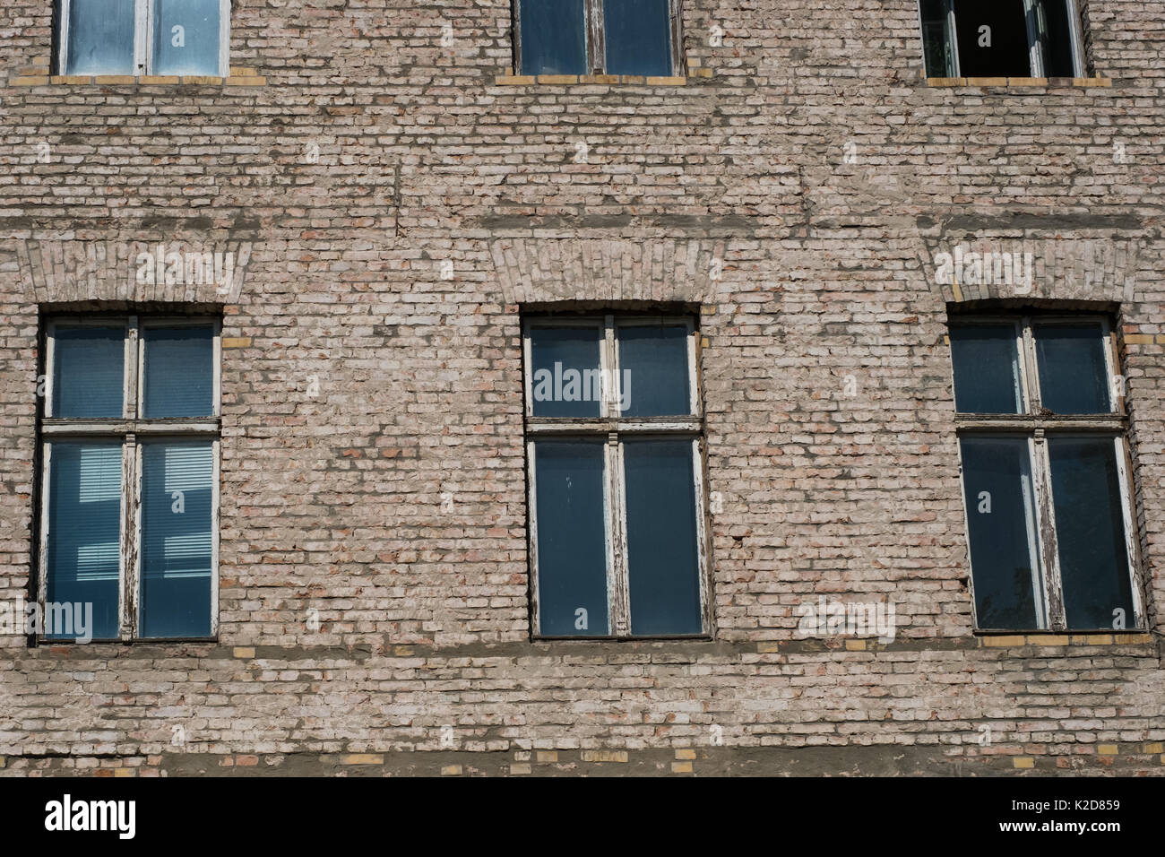 brick stone facade - old residential building Stock Photo
