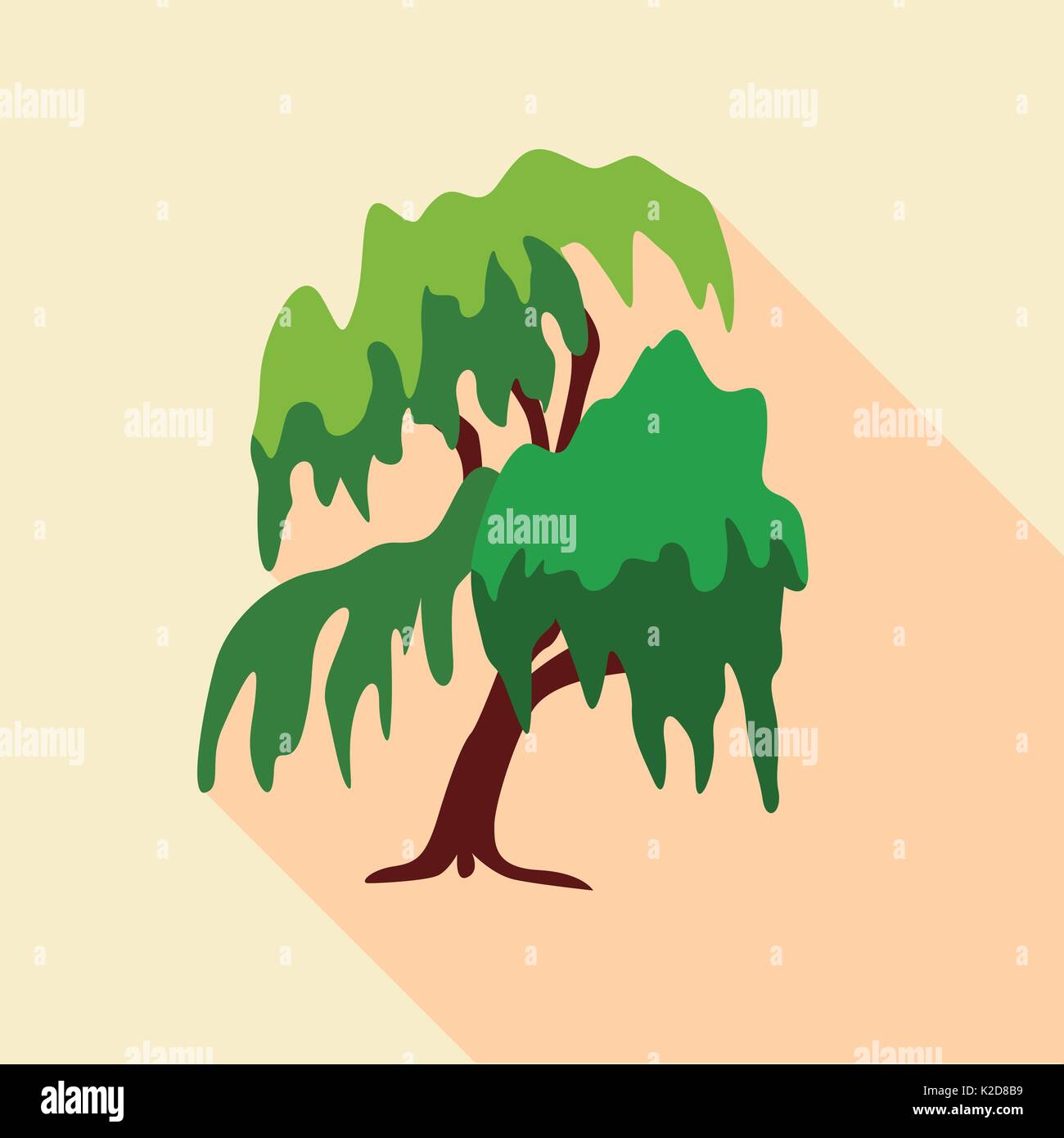 Willow tree icon, flat style Stock Vector