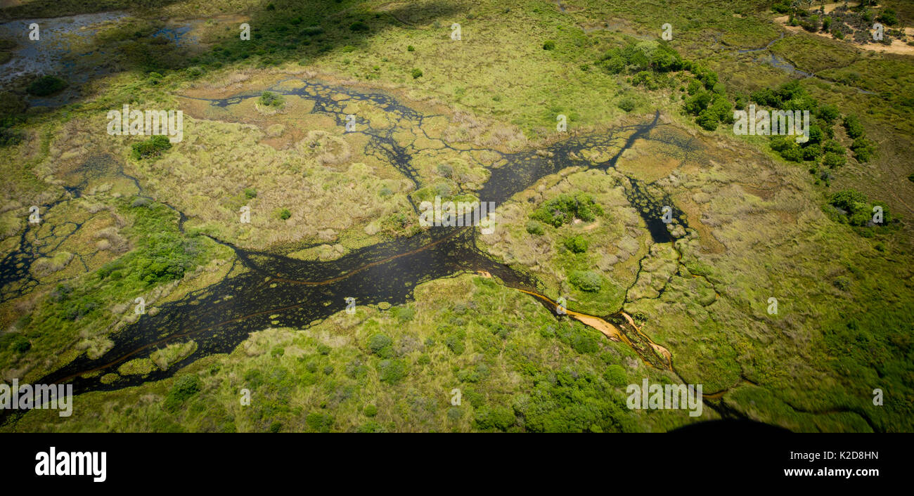 Aerial landscape photograph of the Okavango Delta, Botswana, November 2008 Stock Photo