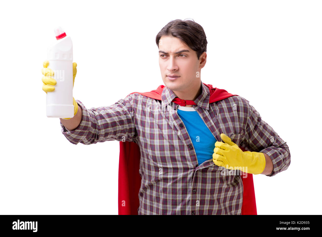 Super hero cleaner isolated on white Stock Photo Alamy