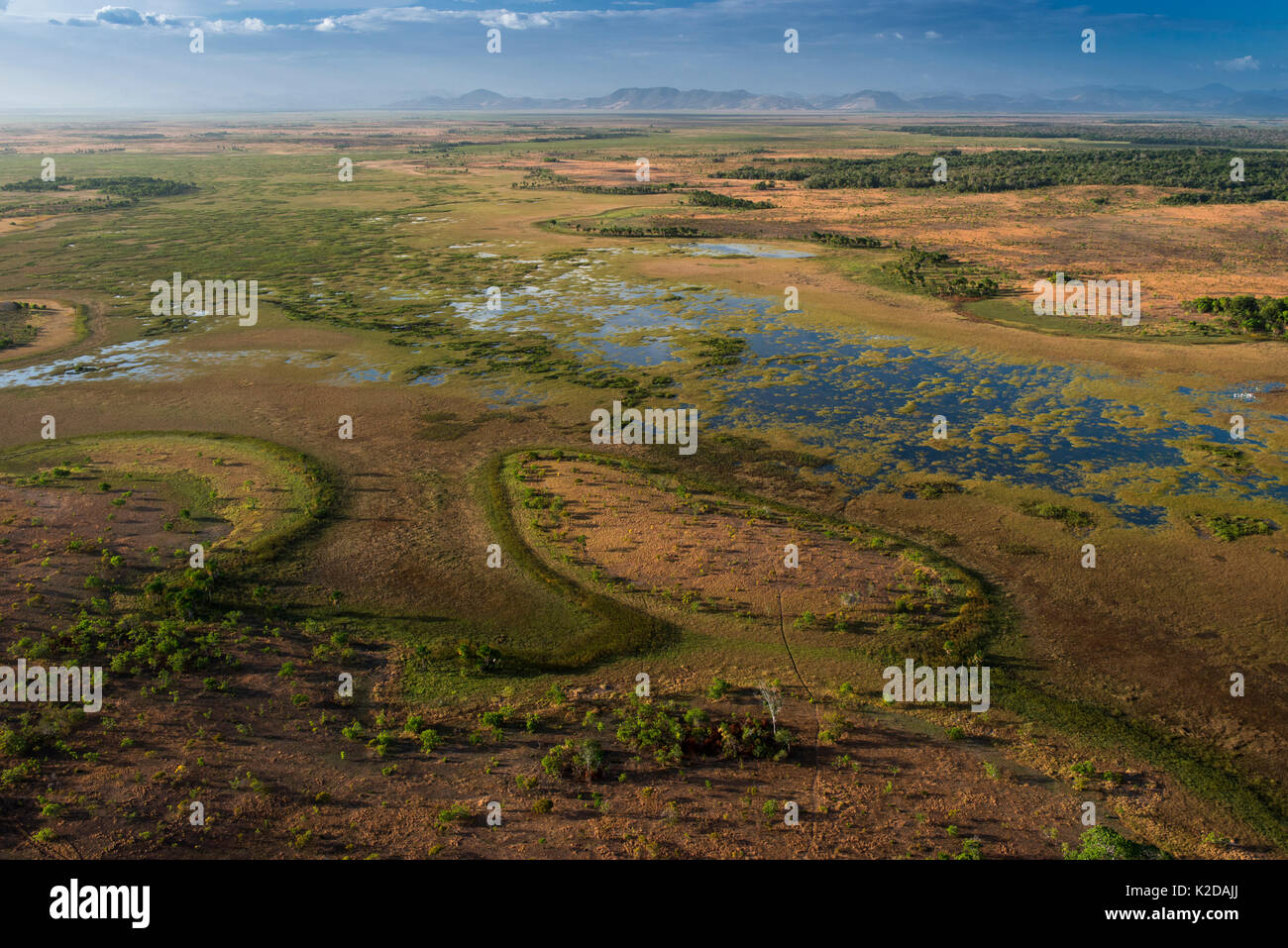 Aerial view of flooded Rupununi savanna, Guyana, South America Stock Photo