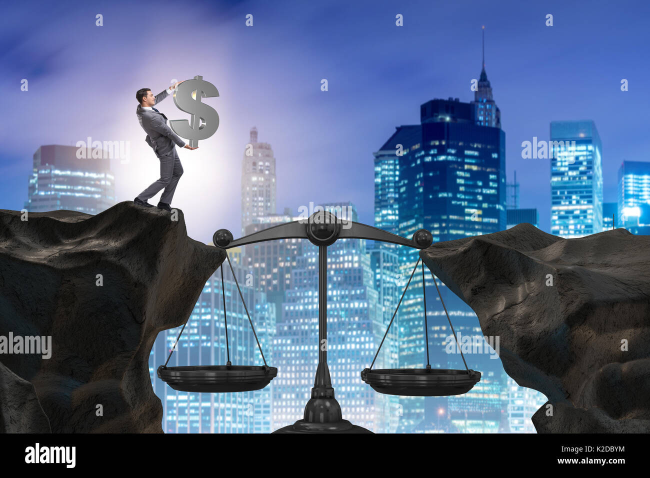 Businessman holding dollar sign in justice concept Stock Photo - Alamy