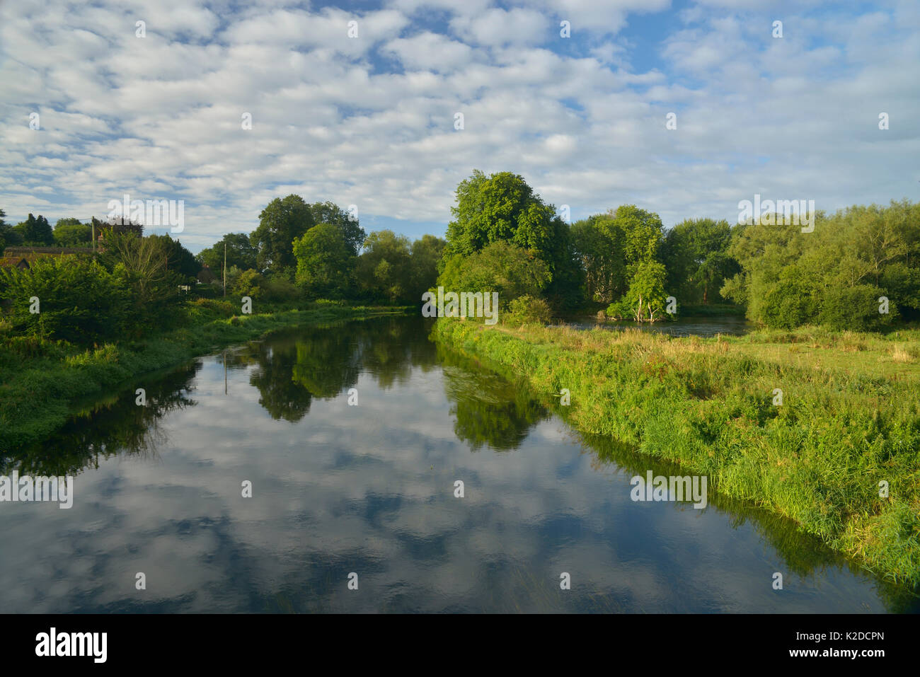 River Avon in Ibsley near Ringwood in Dorset on Hampshire Borders, England, UK. August 2013. Stock Photo