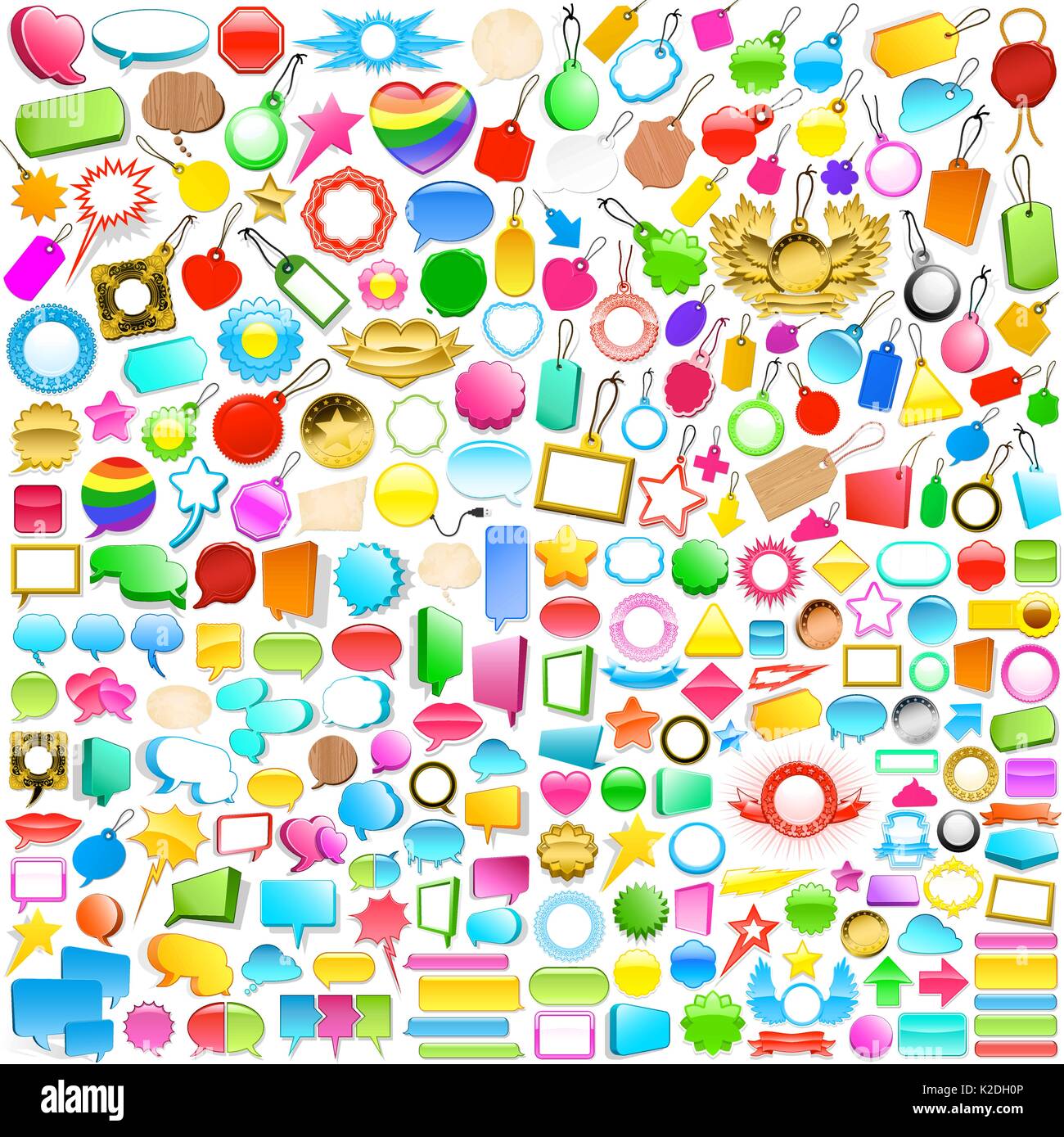 Big labels, tags, emblems and speech bubbles collection vector