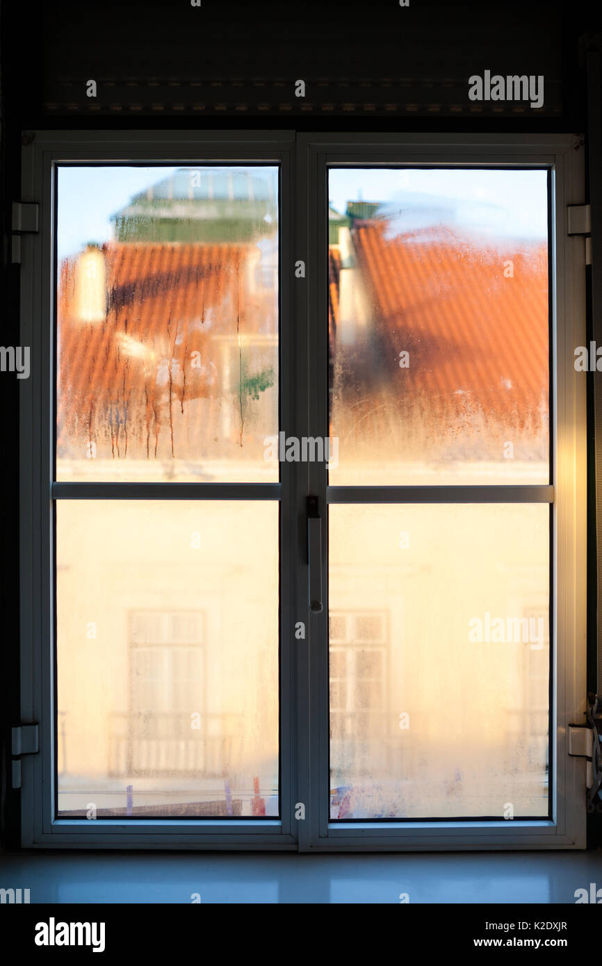 Misty window Stock Photo