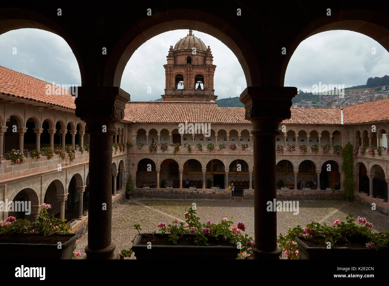 Courtyard at the Convent of Santo Domingo, built on the foundations of Coricancha Inca Temple, Cusco, Peru, South America Stock Photo